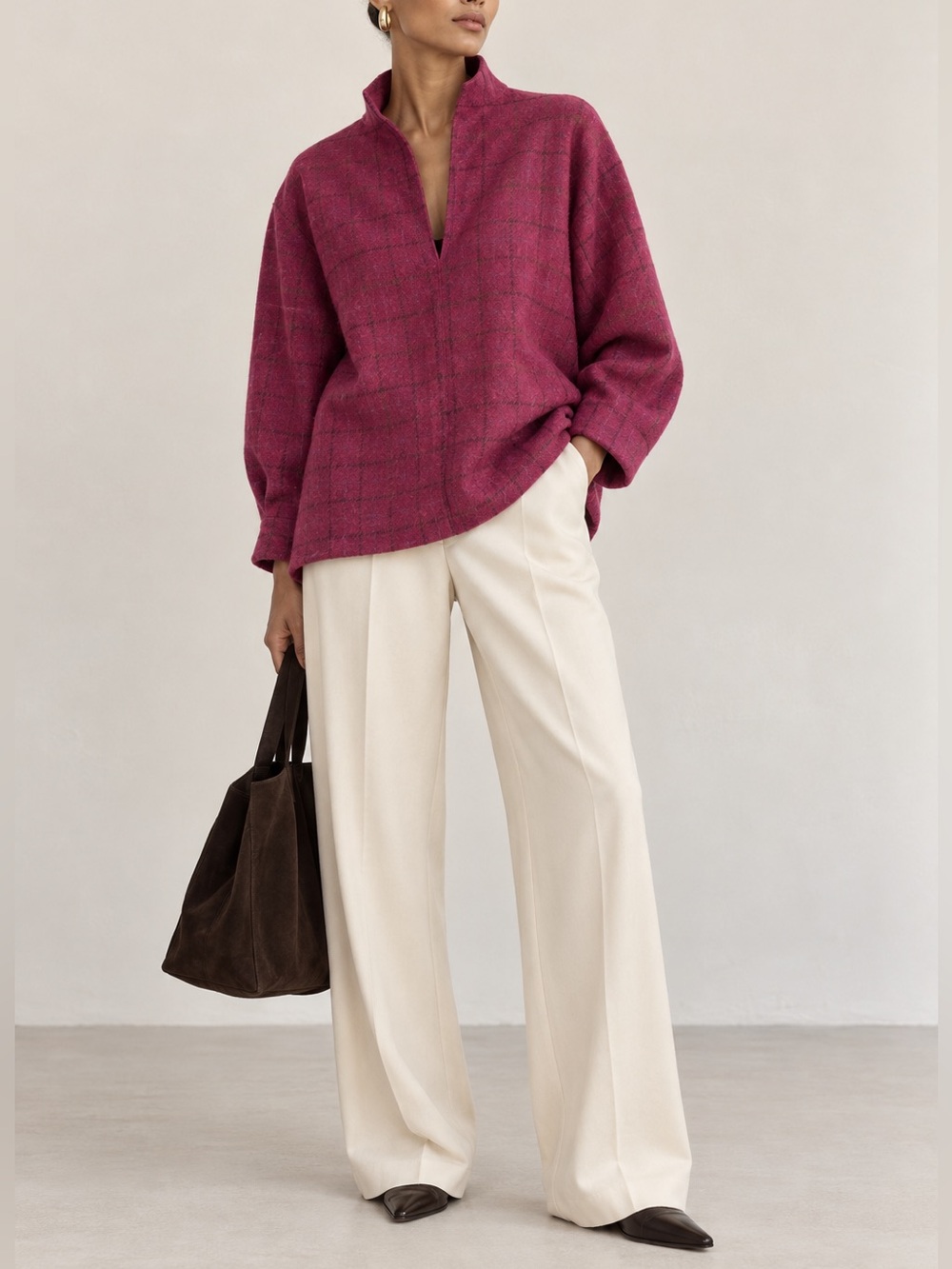 Ann Mashburn Plaid Wool Top Size M